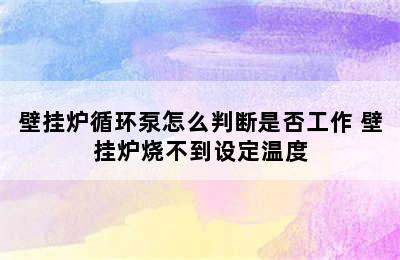 壁挂炉循环泵怎么判断是否工作 壁挂炉烧不到设定温度